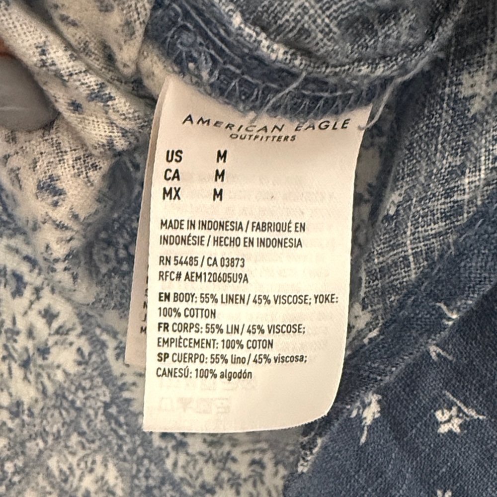 American Eagle Chambray Blue Patchwork Oversized … - image 4